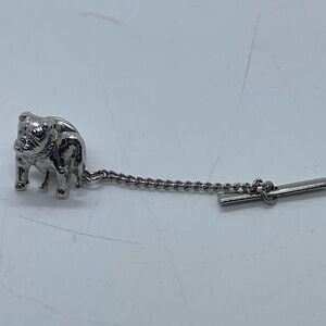 Silver Tone Bulldog Tie Tack T-Bar Vintage Estate Find